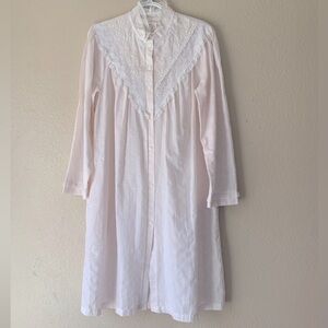 Vintage Barbizon Pink Lace Button Down Modest Feminine Nightgown Size M